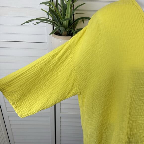 Bryn Walker Bax Tunic Top Yellow Incaberry Cotton Muslin Gauze‎ V-Neck Size XS - Picture 4 of 12